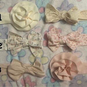 Kids Cream and Pink Bow Headband Set